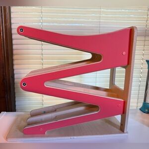 Lovevery Wooden Zigzag Car Ramp - Red and Natural